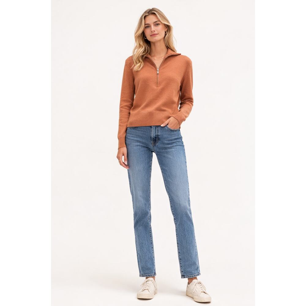 Everlane The Luxe Merino Wool Yak Half-Zip Sweater Womens XS Brown New
